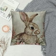 thumbnail image 2 of PHYHOO Easter Oil Painting Style Linen Pillow Covers Vintage Rabbit Bunny with Flower Wreath Spring Decor Square Throw Pillow Case Cushion Cover for Sofa (Elegant Bunny) White, 2 of 5