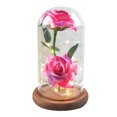 thumbnail image 2 of Fiudx Rosa Romántica de Cristal, Vidrio de Borosilicato Alto, Luces Led Alimentadas Por Usb, Base de Madera de Pino, Decoración para Bodas, Regalo Festivo, Ambiente Elegante, Tamaño 5.71X5.71X9.06 Pu, 2 of 5
