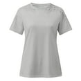 thumbnail image 4 of Gray Womens Blouses Elegant Work Solid Short Sleeve O Neck Pullover Lace Tops Shirts Business Top Ladies Loose Shirt Blouse Ladies Tops and Blouses, 4 of 5