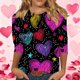 thumbnail image 1 of RKSTN Valentines 3/4 Sleeve Tops for Women Oversized Crewneck Valentine's Day Graphic Printed Short Sleeve T Shirt Womens Casual Round Neck Loose Comfy Loves Heart Print Three Quarter Sleeve Shirts, 1 of 6