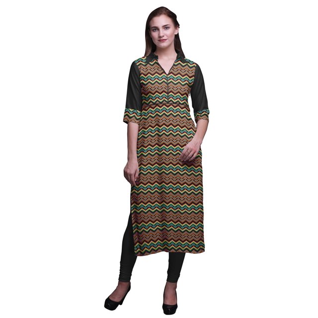 Bimba Robe Longue en Rayonne Imprimée, Tunique Droite, Robes pour Femmes, Haut Indien