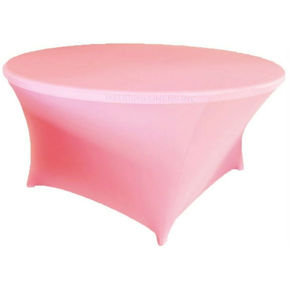 Wedding Linens Inc. (200 GSM) Premium 4FT / 48" Round Spandex Stretch Fitted Table Cover Tablecloths - Pink