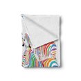 thumbnail image 2 of Funny Soft Flannel Fleece Throw Blanket, Colorful Animal Herd with Rainbow Stripes Digital Art Print Modern Safari, Cozy Plush for Indoor and Outdoor Use, 50" x 60", Multicolor, by Ambesonne, 2 of 6