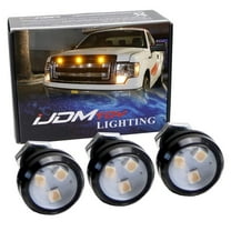 3pc Set Custom Retrofit Amber Yellow Front Grille Mesh Mount LED Lighting Kit For Trucks SUVs