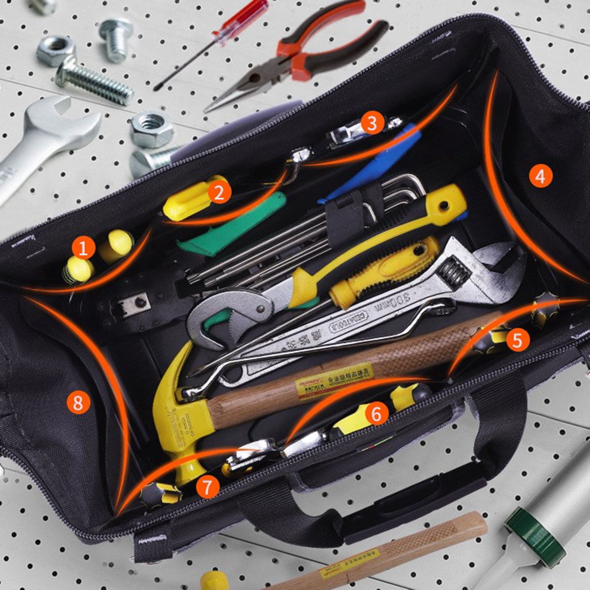 PENIKOKO Electrician Tool Kit with Canvas Maintenance Bag and Wide Open Mouth Design