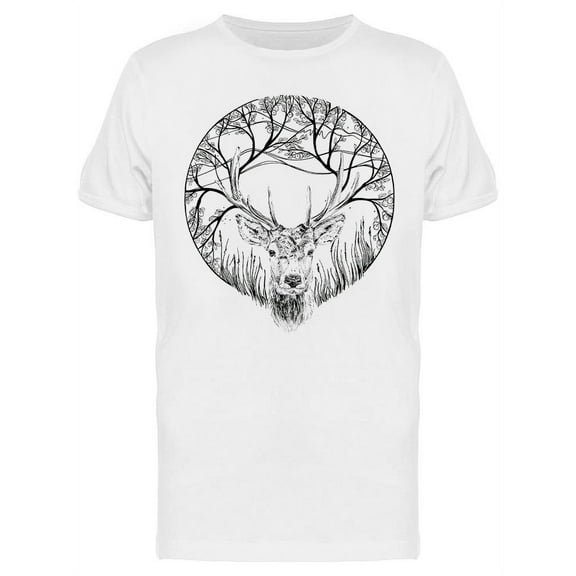 Hand Drawn Deer Sketch T-Shirt Men -Image by Shutterstock, Male Large