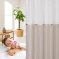 thumbnail image 6 of ZACOO 72"W x 72"L Linen Blend Shower Curtain Rustic Country Button Color Block Fabric Water Resistant Farmhouse Shower Curtain Washable, Taupe/White, 6 of 7