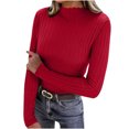 thumbnail image 2 of YHAJDS Blouses for Women Long Sleeve Shirts Turtleneck Long Sleeve Ribbed Knit Slim Warm Layering Base Tops, 2 of 8
