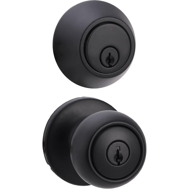 Exterior Door Knob With Keyed Lock and Deadbolt Coastal Matte