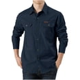 thumbnail image 2 of Tawop Mens Shirts Corduroy Work Casual Long Sleeve Shirts Pocket Young Man Button-Up Shirts ,Size 3XL, 2 of 4