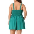 thumbnail image 4 of DARING DIVA Women's Plus Sleeveless Rompers with Pockets and Flowy Design 1X Green, 4 of 6