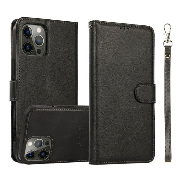 Phone Case With Card Holder Flip Book PU Leather Protective Cover Shockproof Shell Phone Cover Compatible For IPhone 15 black iPhone15plus