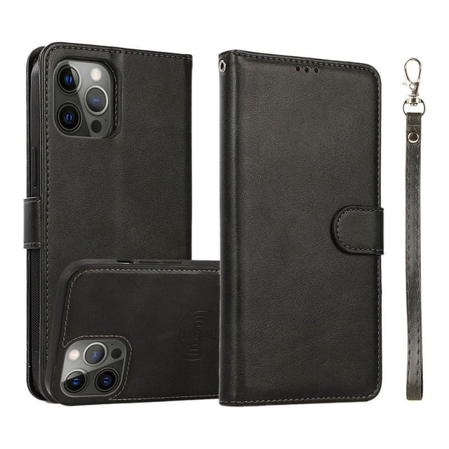 Phone Case With Card Holder Flip Book PU Leather Protective Cover Shockproof Shell Phone Cover Compatible For IPhone 15 black iPhone15plus