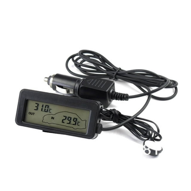 Xingzhi Mini 12V Digital Backlight Blue LCD Vehicle-mounted Inside Outside Temperature Meter Interior Accessories