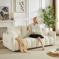 thumbnail image 5 of 3 Seater + 1 Seater Combo Sofa Modern Living Room Sofa, Teddy Sofa, Wooden Frame, 4 Cushions, Apartment Sofa Furniture (Beige), 5 of 11