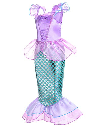 Little Girls Mermaid Princess Costume for Girls Dress Up Party with Gloves,Crown Mace 