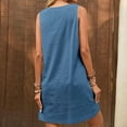 thumbnail image 6 of XVJRHAK Garden Party Dress Women's 2024 New Summer Fashion U Neck Solid Color Sleeveless Purse Buckle Cotton Midi Dress (Blue,XL), 6 of 6