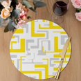thumbnail image 3 of Modern Geometric Yellow Round 13 Inch Placemats Set of 4, Abstract Minimalist Artwork Lines HeatResistant Non Slip Place Mats for Dining Table, Wipeable Braided Kitchen Table Mats for Housewarming, 3 of 9
