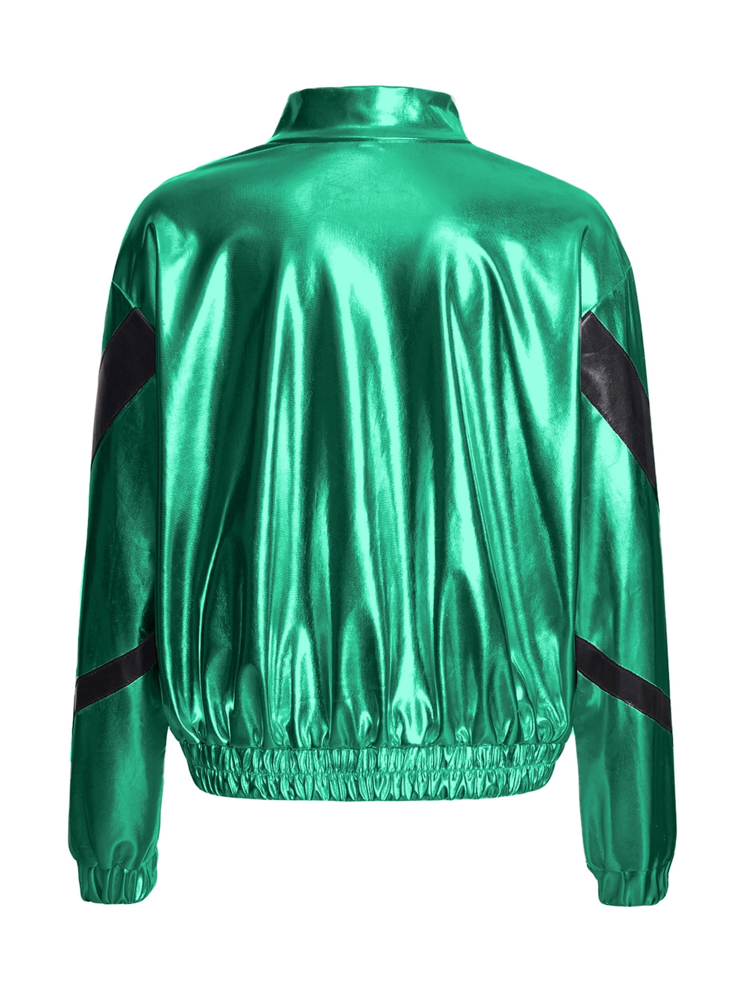 Sxiwei Girls Sparkle Metallic Zipper Long Sleeve Bomber