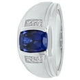 thumbnail image 3 of Men's .925 Sterling Silver With Created Blue Sapphire and Simulated Diamonds Ring, 3 of 8