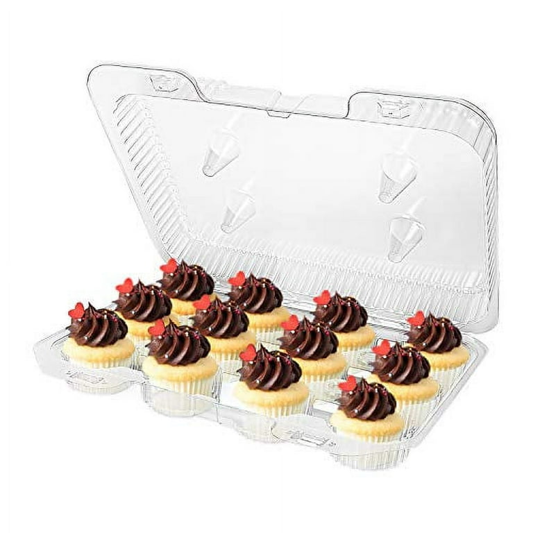 Plastic Cupcake Containers Boxes | 12 Compartment – 8 Pack | Disposable  High Dome Dozen Cupcake Holder With Lid Bulk | Extra Sturdy Stackable  Cupcake