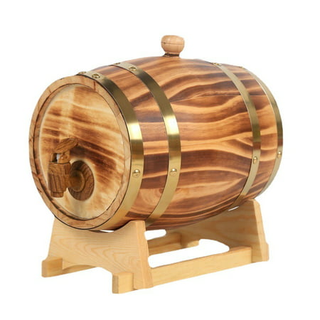 

Wood Oak Timber Wine Barrel For Beer Whiskey Rum Port Wooden Keg with Stand Vintage Storage 1.5L