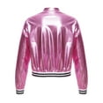 thumbnail image 3 of Ocealan Girl's PU Leather Long Sleeve Zip-Up Bomber Jacket Coat Jazz Hip Hop Street Dance Festival Pink 14, 3 of 7