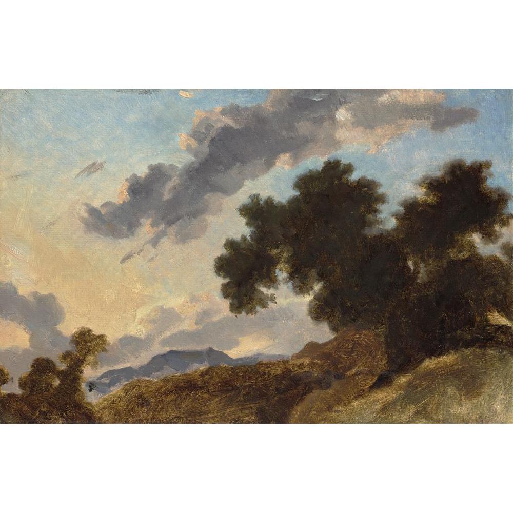Jean-Honoré Fragonard 18x13 Black Modern Framed Museum Art Print Titled - Mountain Landscape at Sunset (C. 1765)