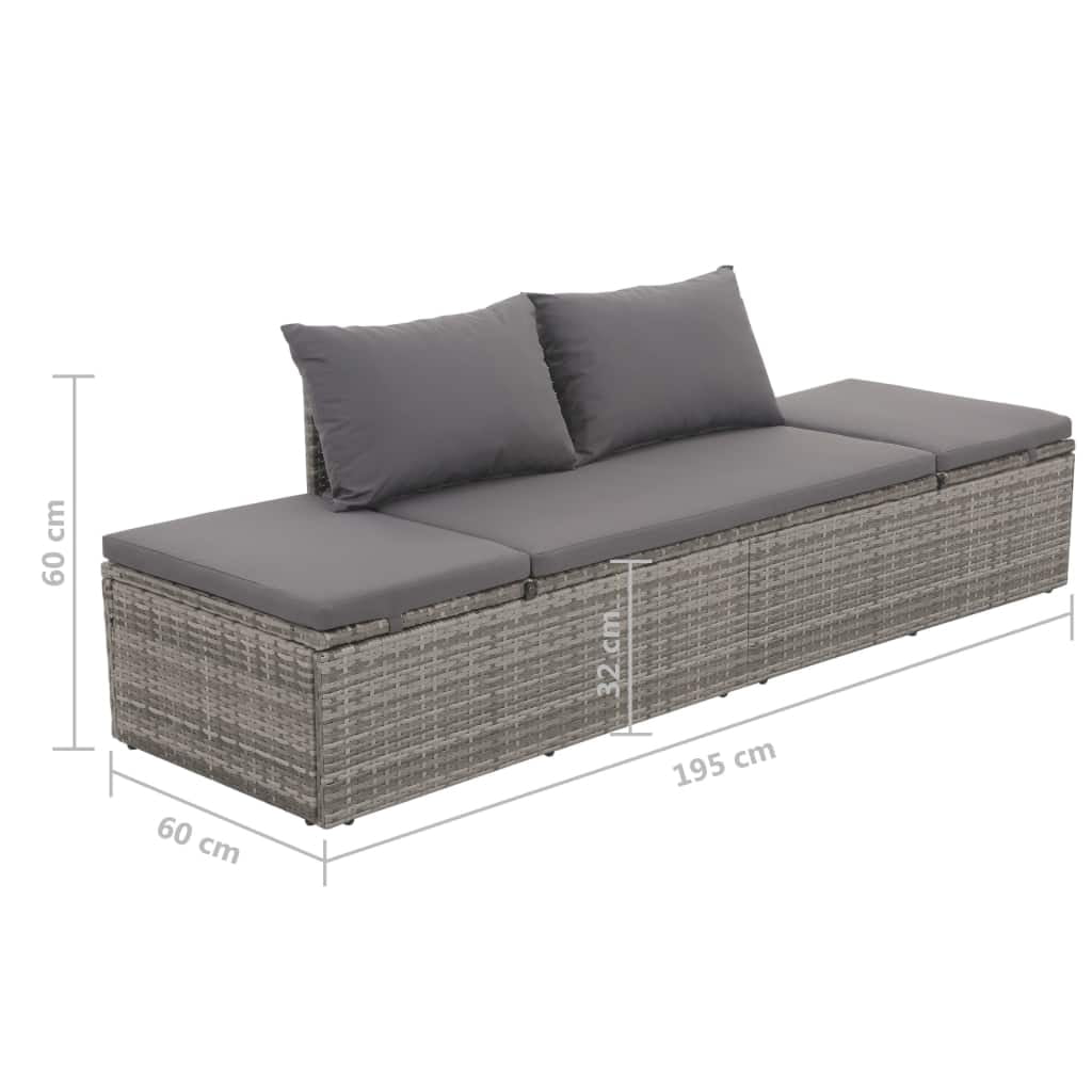 Kepooman Outdoor Patio Rattan Accent Sofa Daybed for Poly Garden, Grey Kepooman Outdoor Patio Rattan Accent Sofa Daybed for Poly Garden, Grey