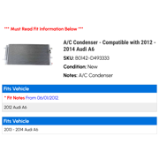 A/C Condenser - Compatible with 2012 - 2014 Audi A6 2013