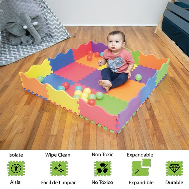 Tapete para Bebé Colores con Pared Perimetral Piso Infantil de Juego  Tapetes de Espuma Alfombra para Bebé Foamy Foami Fomi Lurko Colores 