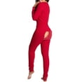 thumbnail image 3 of Qiylii Women's Sleeping Romper Long Sleeve Deep V-Neck Printed Christmas Pajamas, 3 of 3