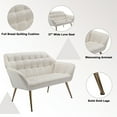 thumbnail image 6 of Guyou Small Loveseat Sofa, Modern Velvet 2-Seater Mini Sofa Couch with Quilted Back and Armrests, Cute Accent Chair with Gold Metal Legs for Living Room Bedroom Apartment, Cream, 6 of 9
