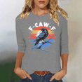 thumbnail image 1 of Ailaofu Hauts à Manches 3/4 pour Femmes Col Rond Ample Mignon T-Shirts d'Automne et d'Été Blouses Décontractées Imprimées Tunique, 1 of 4