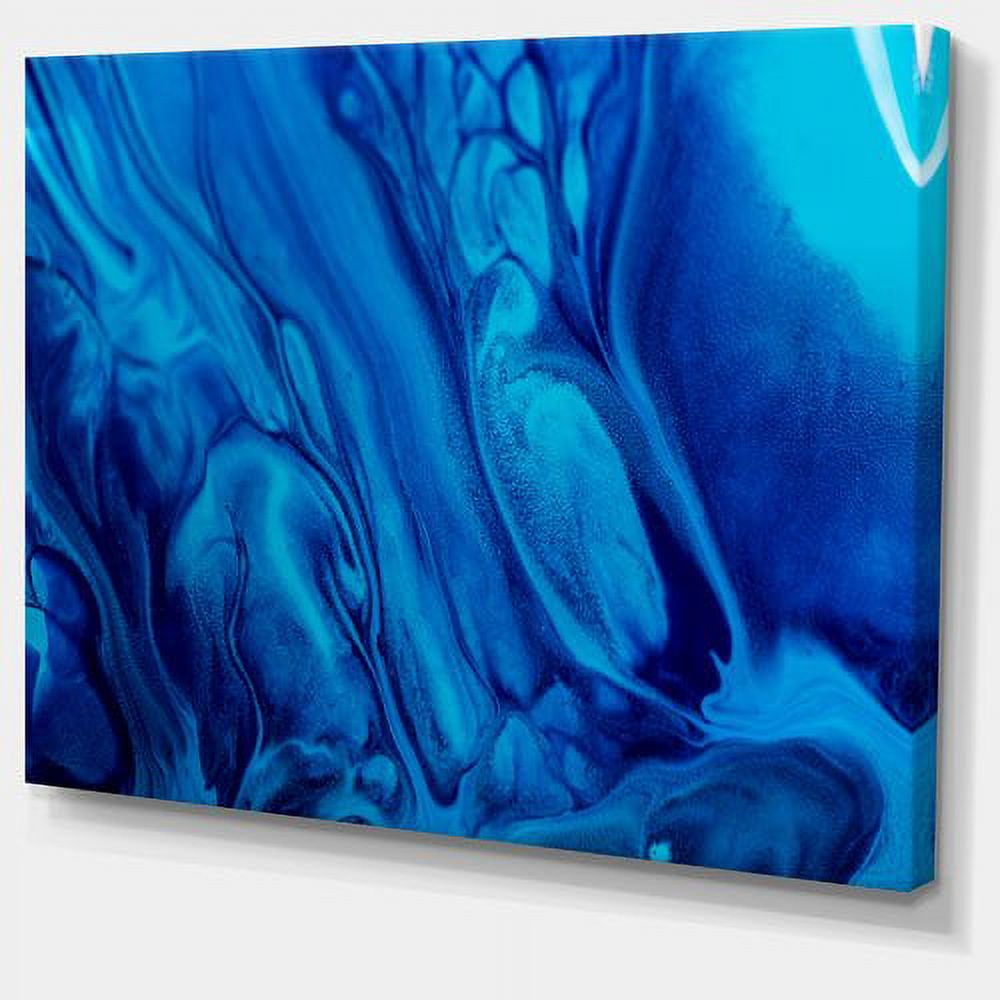 Designart 'Dark Blue Abstract Acrylic Paint Mix ' Abstract Art on Canvas