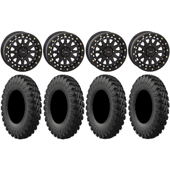 System 3 SB-6 15" Wheels Black (6 1) 37" MotoRally Tires Sportsman RZR Ranger