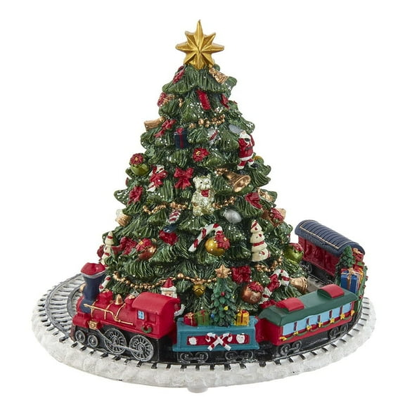 Kurt Adler 6-Inch Christmas Tree with Revolving Train Music Box