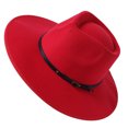 thumbnail image 4 of Guardurnaity Sombrero Fedora de ala ancha de lana elegante, clásico y moderno para mujer, sombrero de moda para mujer, duradero, Unisex Sombreros Rosa profundo, 4 of 6