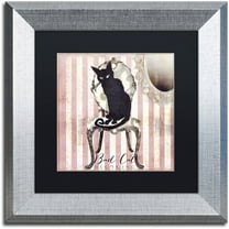 Trademark Fine Art "Bad Cat I" Canvas Art by Color Bakery Black Matte, Silver Frame