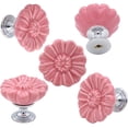 thumbnail image 2 of ABCISI 6PCS Vintage Floral Daisy Dresser Drawer Knobs, Ceramic Round Drawer Knobs, Elegant Cabinet Cupboard Door Hardware Pull Handles w/Screws, Pink, 2 of 12