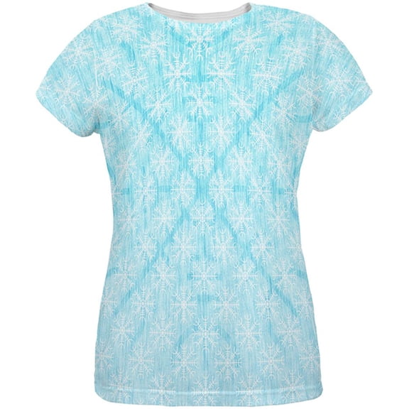 Christmas Viking Helm of Awe Snowflakes All Over Womens T Shirt Multi LG