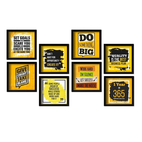 Motivational Quotes Wall Framed Poster, Office Decor, Inpirational Frame with Quotes.Set of 8 (10 Inch x 10 Inch)