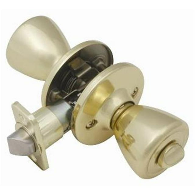 Design House 782748 Tulip 2-Way Latch Privacy Door Knob, Adjustable Backset, Polished Brass Finish
