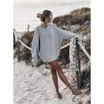 thumbnail image 5 of Women'S Oversized Sweaters Batwing Sleeve Mock Neck Jumper Tops Chunky Knit Pullover Sweater Gray S, 5 of 8