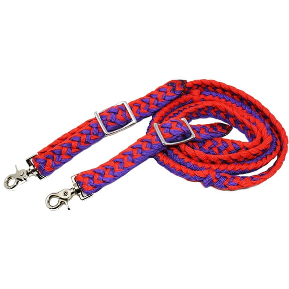 Challenger 8' x 1" Horse Western Knotted Braided Nylon Competition Reins 607162