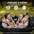 thumbnail image 3 of Track Seven Wagon Stroller for 4 Kids, Heavy-Duty 4 Seater Folding Quad Wagon with 5-Point Harness, Removable Sun Canopy & Snack Tray, All-Terrain PU Wheels, Adjustable Handles & Storage Basket,Black, 3 of 8
