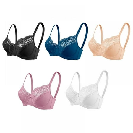 

Workout Bra for Plus Size Women Back Fat Support - Oversized Deep Cup Bra Hide Back Fat Full Coverage Bra Push Up Sports Bras(5-Packs)