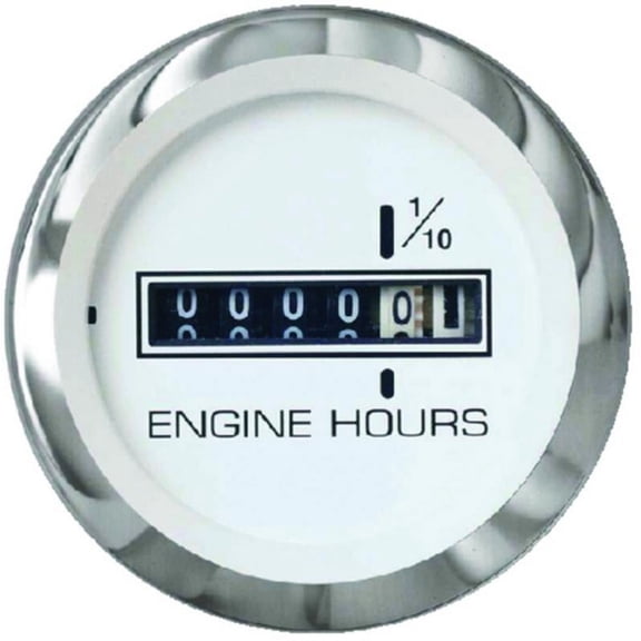 Sierra 65497P Lido Series 2" White & Stainless Steel 10,000 Hour Dial Range Hourmeter Gauge