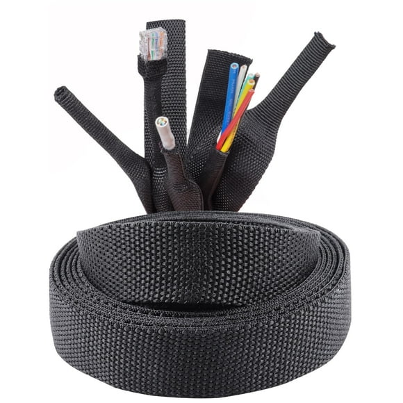 Sonoreboom 3/8" - 18 feet Cable Management Sleeving, 2:1 Fabric Heat Shrink Braided Sleeve Protector Cover Cable/Wire/Irregular Shape Hose