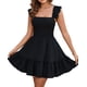 thumbnail image 1 of Vestido GLNEGE para graduación de verano, en forma de A, con volantes, fiesta, negro, 1 of 5